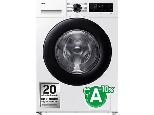 Lavadora carga frontal - Samsung WW90CGC04DAEEC, 9 kg, 1400 rpm, EcoBubble™, Función WiFi con SmartThings, Blanco